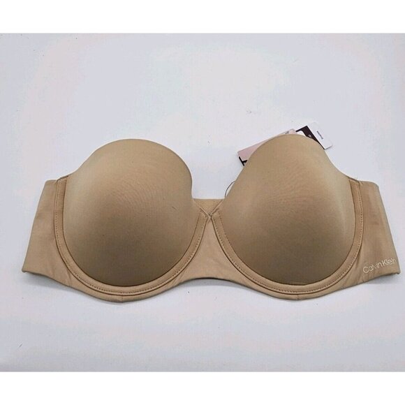 Calvin Klein Bra Womens Size 36C Beige Perfect Fit Strapless Underwire Push Up - Picture 11 of 11
